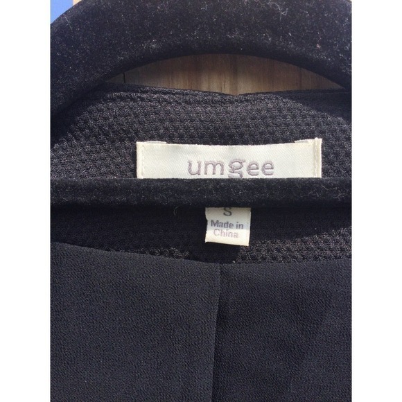 Umgee womens open knit blazer size small s black cotton collar 3 button jacquard - Picture 7 of 11